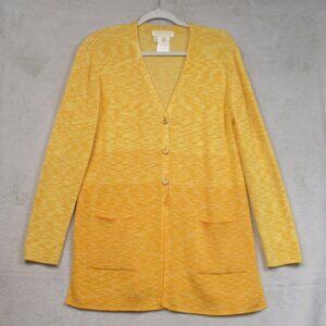 Vintage Escada Yellow Orange Ombre Long Cardigan Wool Blend Size 38 Medium